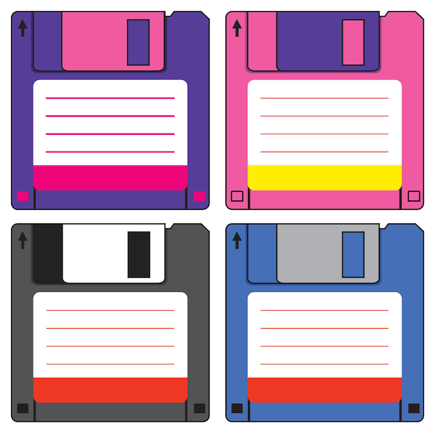 Free vector different colorful floppy disks