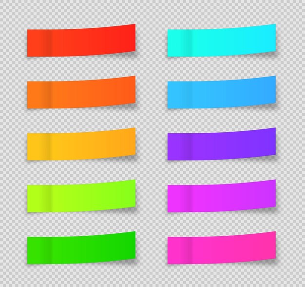 Different colorful post note stickers arrow flag tabs colorful sticky paper sheets