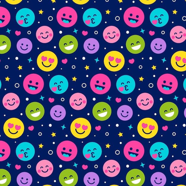 Different colorful smile emoticons pattern