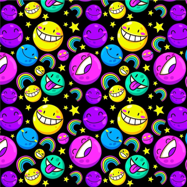 Free vector different colourful emoticons pattern