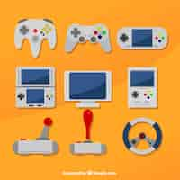 Free vector different consoles on an orange background