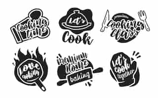 Бесплатное векторное изображение Различные кулинарные каллиграфические этикетки