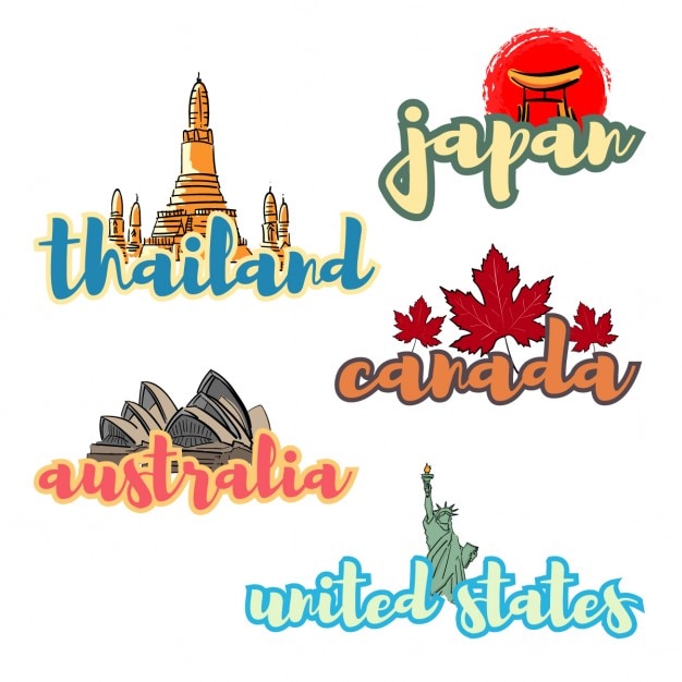 Free vector different countries of the world