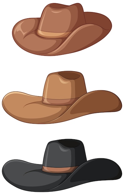Different cowboy hats set