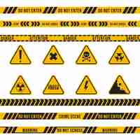 Free vector different danger ribbon and sign flat set