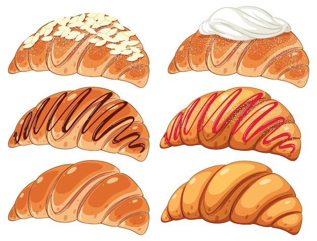 Different delicious croissants collection