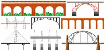 Free vector different design of bridges