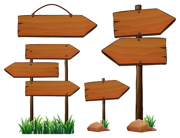 Different design of wooden signs