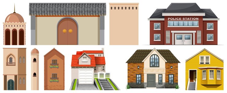 Free Vector different designs of buildings around the world