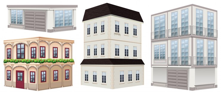 मुफ़्त वेक्टर different designs of buildings illustration