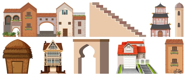 Free vector different designs of buildings