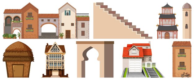 Different designs of buildings