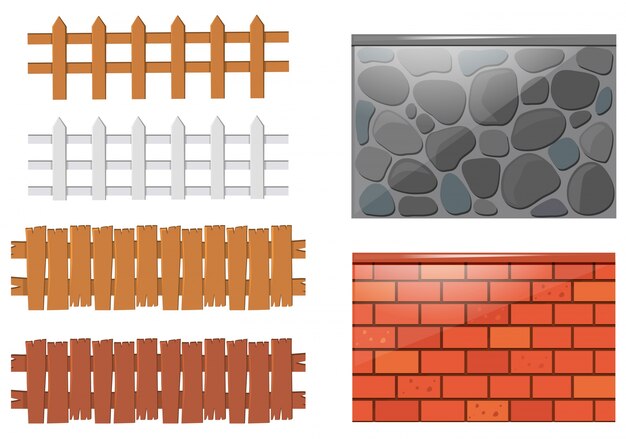 Different designs of fences and walls