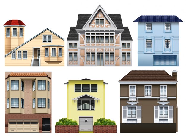 Different designs of houses illustration