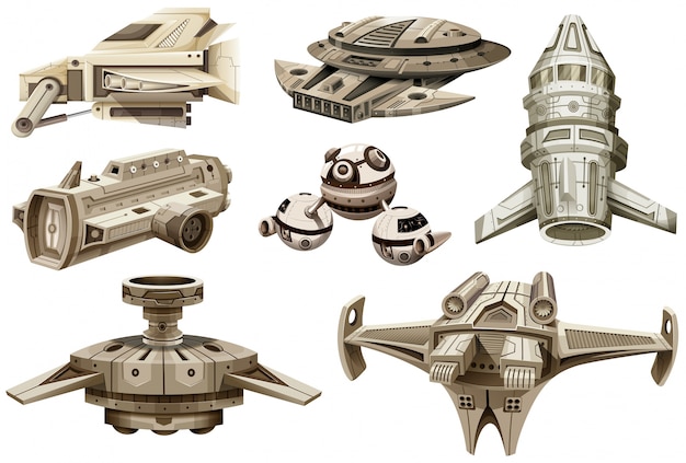 Бесплатное векторное изображение Различные конструкции космических кораблей