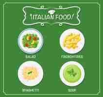 Free vector different dishes on italian menu