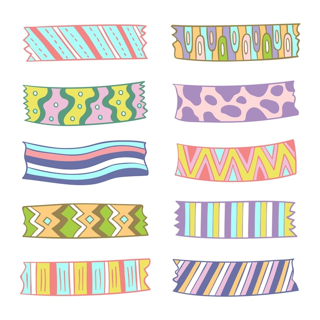 Different drawn washi tapes collection