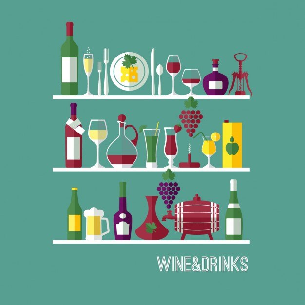 Free Vector different elements about wine