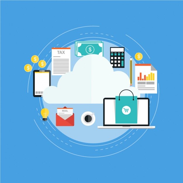 Free Vector different elements around a cloud