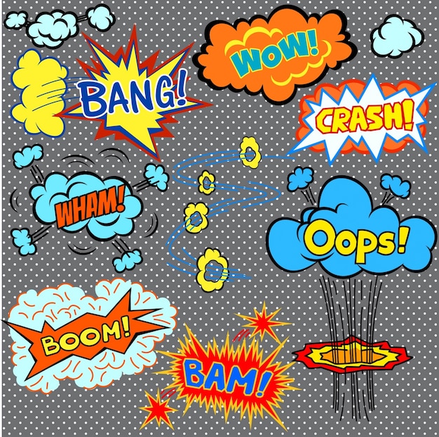 Free vector different elements for comics