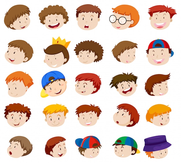 Free vector different emotions of little boys