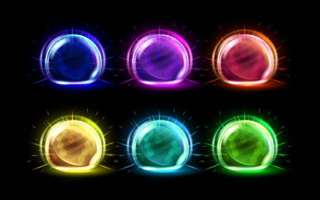 Free vector different energy protection spheres set