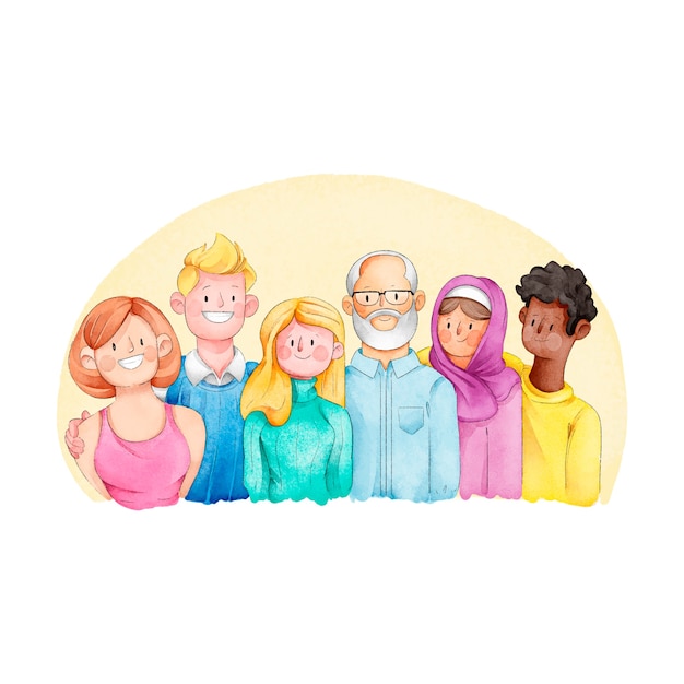 Free vector different ethnicities group of people