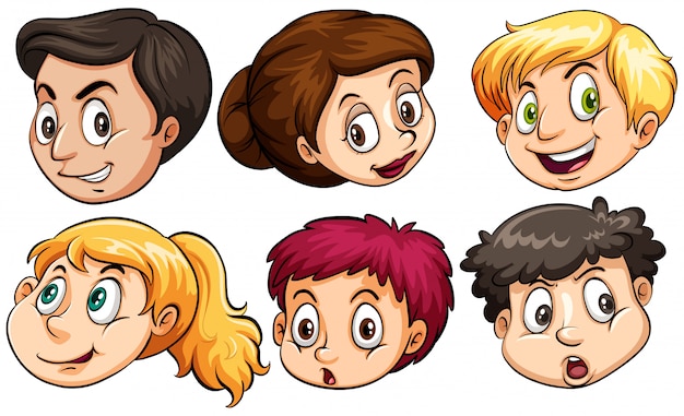 Бесплатное векторное изображение Различные выражения лица