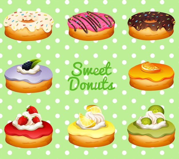 Free vector different flavor of donuts