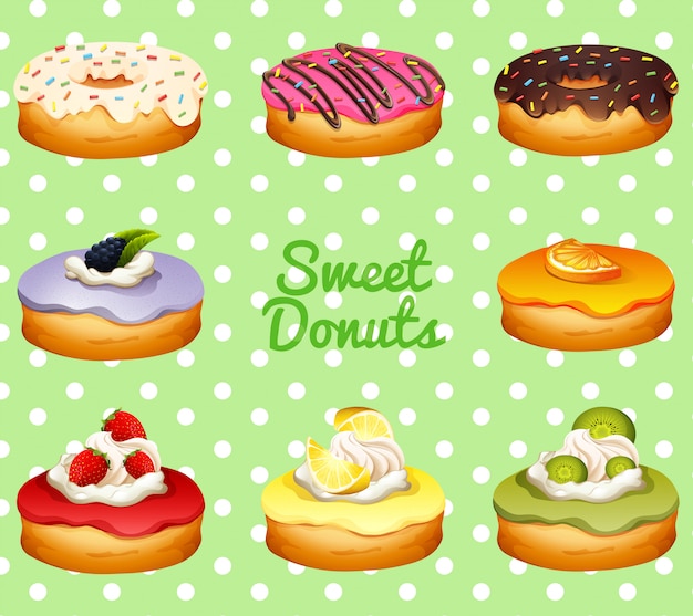 Бесплатное векторное изображение Различный вкус пончиков
