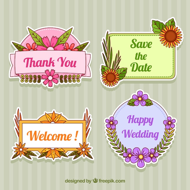 Free vector different floral labels