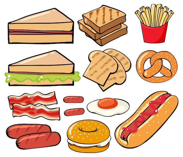 Free vector different food for breakfast