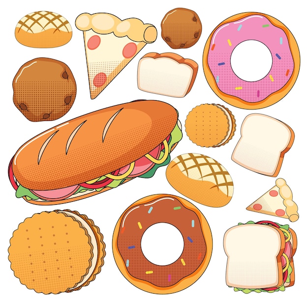 Free vector different food on white background