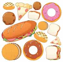 Free vector different food on white background