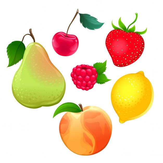 Бесплатное векторное изображение Набор разных фруктов векторные изолированные объекты
