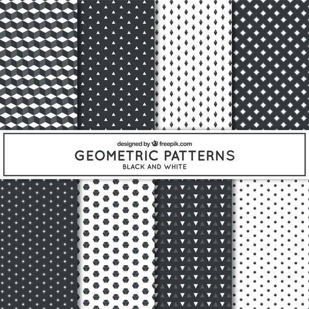 Different geometric patterns in black and white  