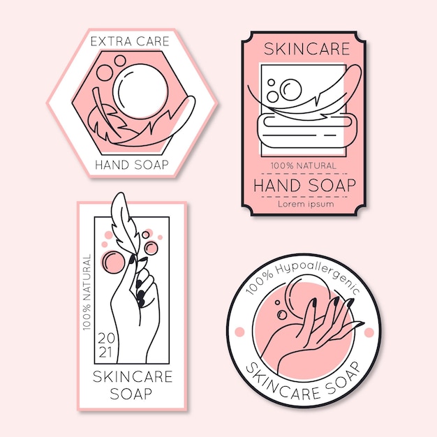 Free vector different girly soap labels