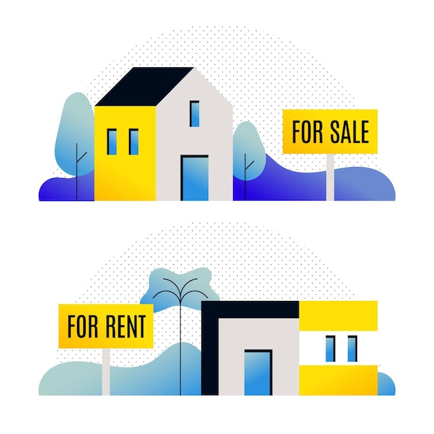 Free vector different houses for sale or rent