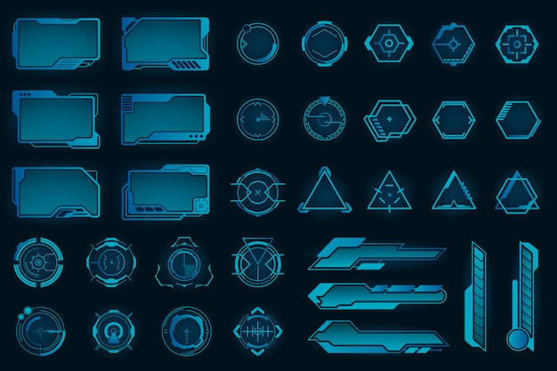 Different HUD elements flat frames set