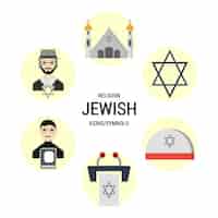 Free vector different icons of the jewish religion