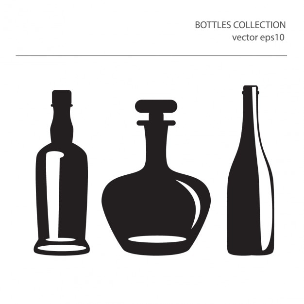 Different icons of silhouettes of bottles