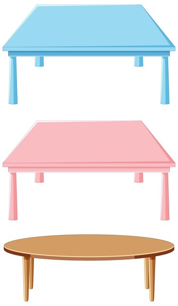 Разный детский стол на белом фоне