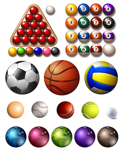 Free vector different kind of balls of many sports