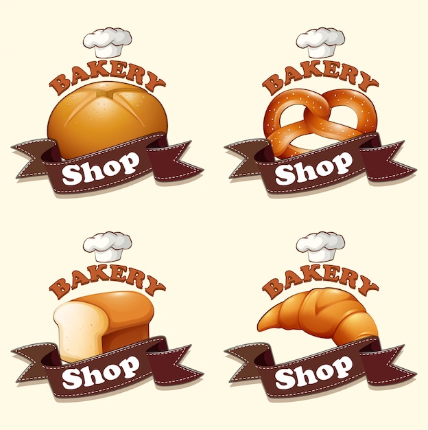 Free vector different kind of bread and signs