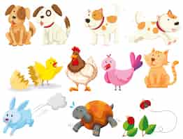 Free vector different kind of domestic animals illustration