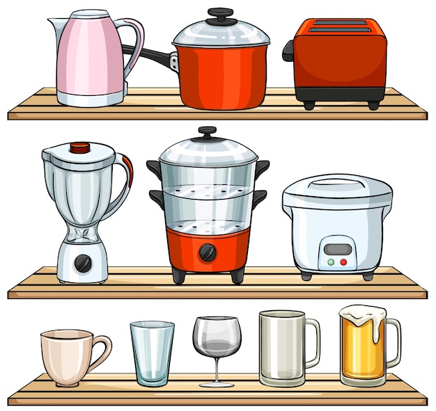 Free vector different kind of kitchen appliances