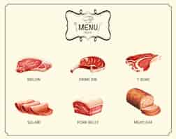 Free vector different kind of meat products