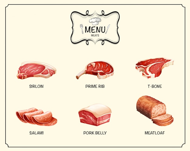 無料ベクター 肉製品の種類