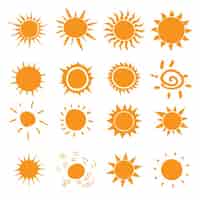 Бесплатное векторное изображение Различные виды значков солнца
