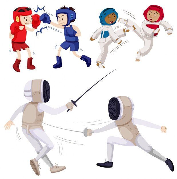 Different kinds of martial arts illustration